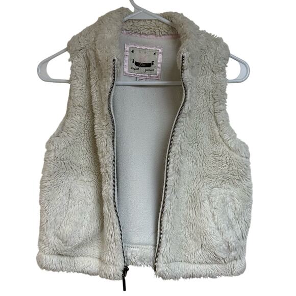 Gap kids Girls faux fur vest sherpa fleece white zip up size L (10) - Picture 1 of 6